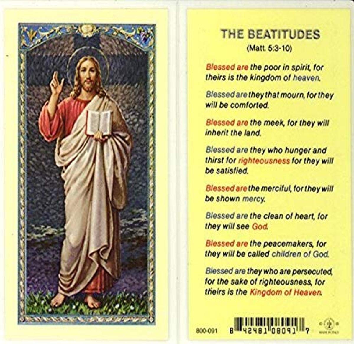 WJ Hirten E24-708 The Beatitudes Clear Holy Cards