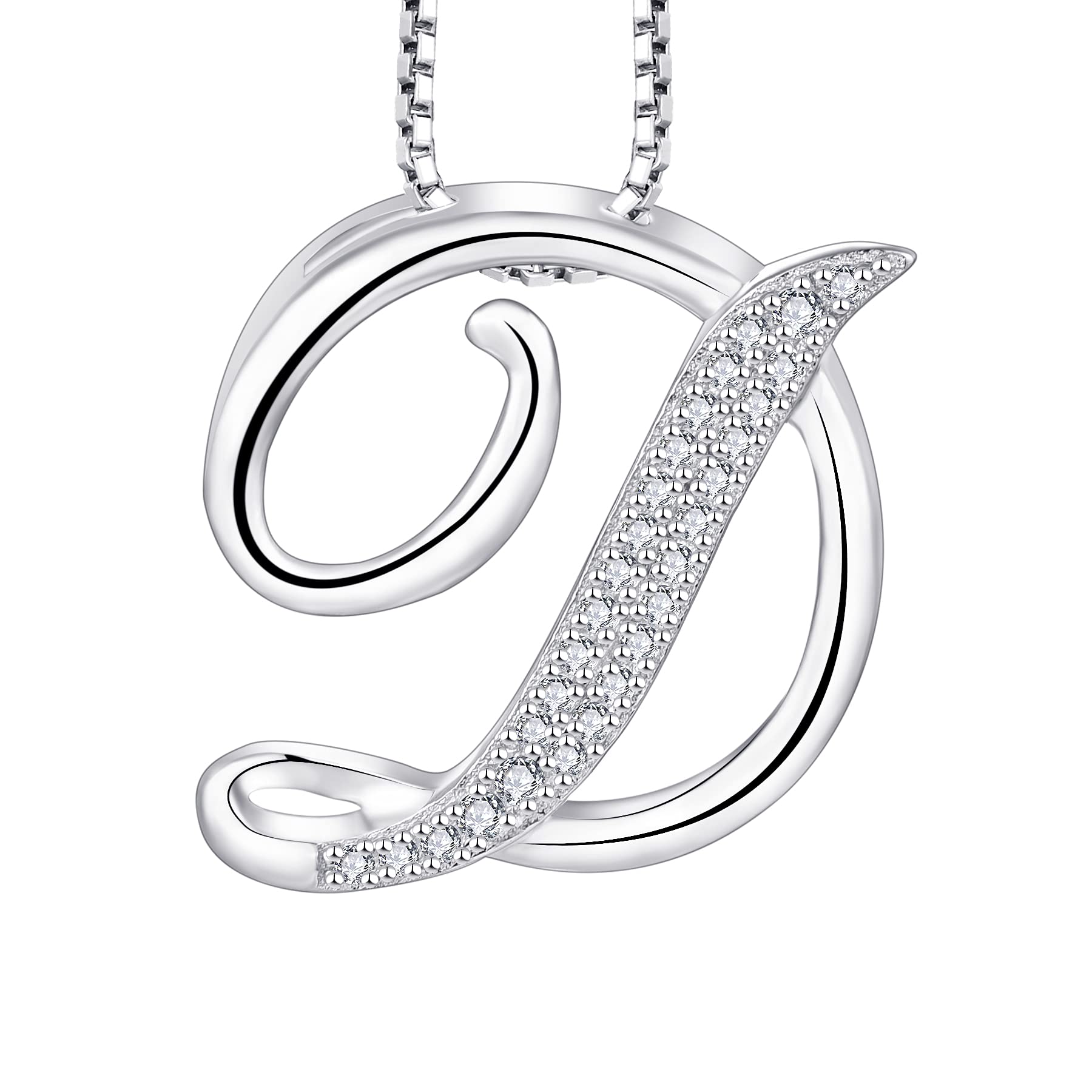 starchenie Letter Necklace Lucky Letter D Necklace Zircon Pendant 925 Sterling Silver Necklace for Women