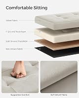 SONGMICS Storage Ottoman Foldable Foot Stool 38x76x38 cm Cream White LSF247W51 view 5