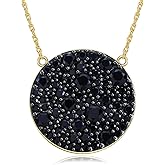 CAIDIKA 14K Gold Plated /925 Sterling Silver 18 Inch Pave Round Disc/Heart Pendant Necklace for Women Cubic Zirconia/Created Citrine/Ruby/Sapphire Fashion Jewelry