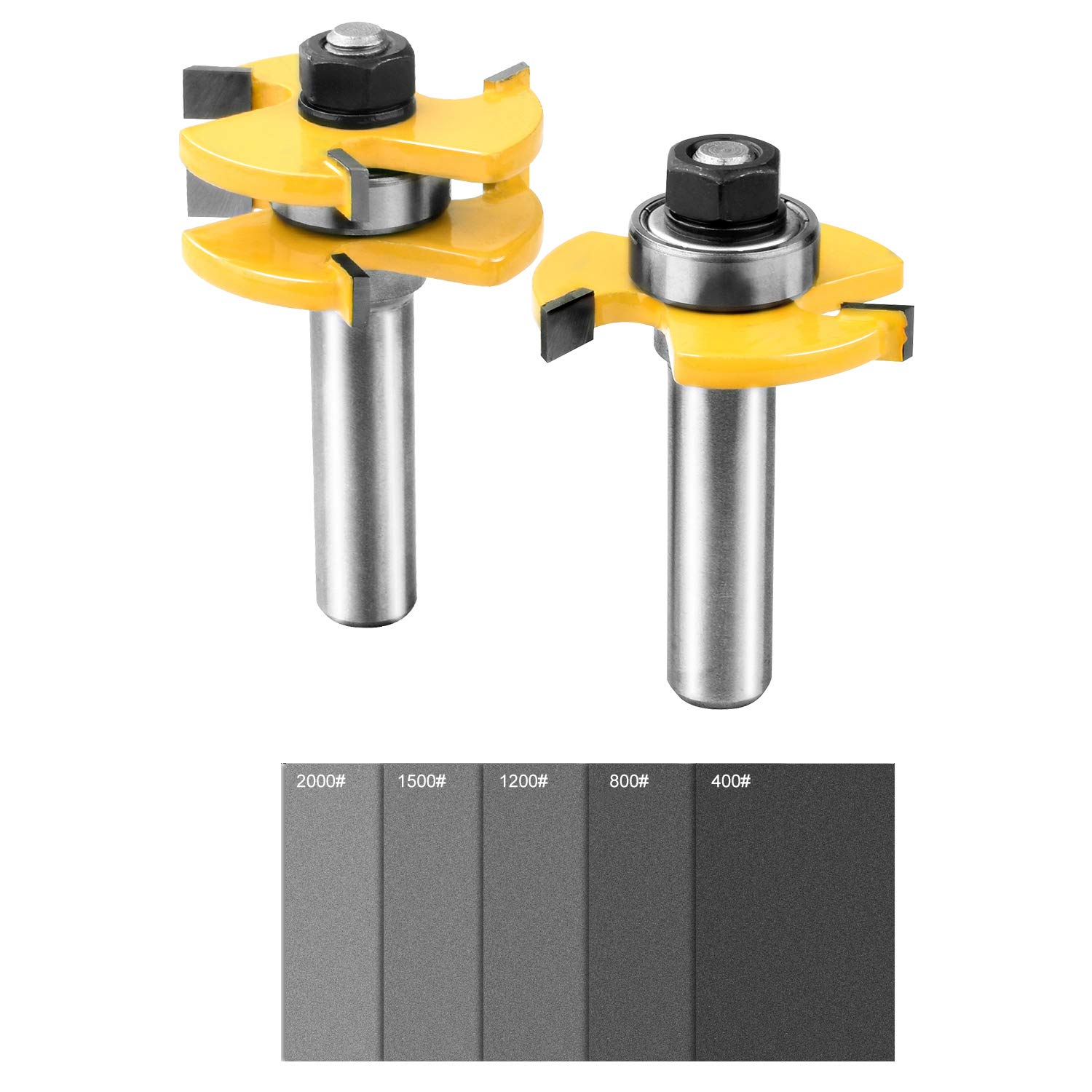 NOUVCOO 2Pcs Tongue and Groove Set,1/2 Inch Shank T Shape Wood Milling