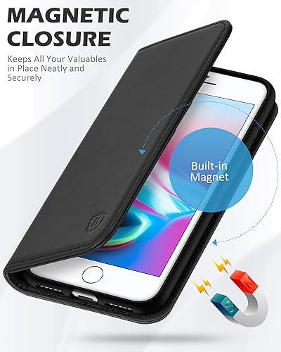 SHIELDON Genuine Leather iPhone Plus Wallet Case Book Flip Cover