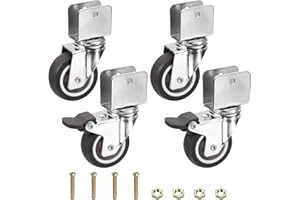 PATIKIL 1.5" Swivel Caster Wheels with 1" U Bracket, 4 Set Mute Moving Swivel Wheel Total Load 165lbs for Cabinet Furniture T