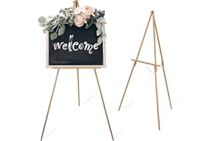 STARHOO Wooden Easel Stand for Wedding Sign Poster Picture 63'' Beech Wood Display Easel for Floor Adjustable Painting Easel for Canvas