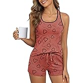 Ekouaer Womens Tank Top Pajama Set Comfy Sleeveless Sleepwear Racerback Cami and Shorts Pjs 2 Piece Summer Loungewear