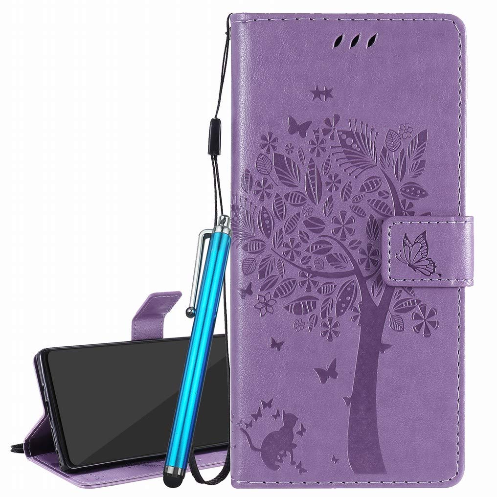 Laybomo Flip Cover for Oppo A74 4G Case, PU Leather Wallet Case for Oppo F19 4G, with Stand View & Card Slot Soft Bumper TPU Silicon Phone Case for Oppo A74 4G / Oppo F19 4G (Purple)