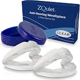 ZQuiet Anti-Snoring Mouthpiece 2-Size Starter Pack, Clear | Snoring Mouthguard, Living Hinge Technology, All-Night Comfort for Easy Breathing, No Boiling or Molding, FDA-Cleared