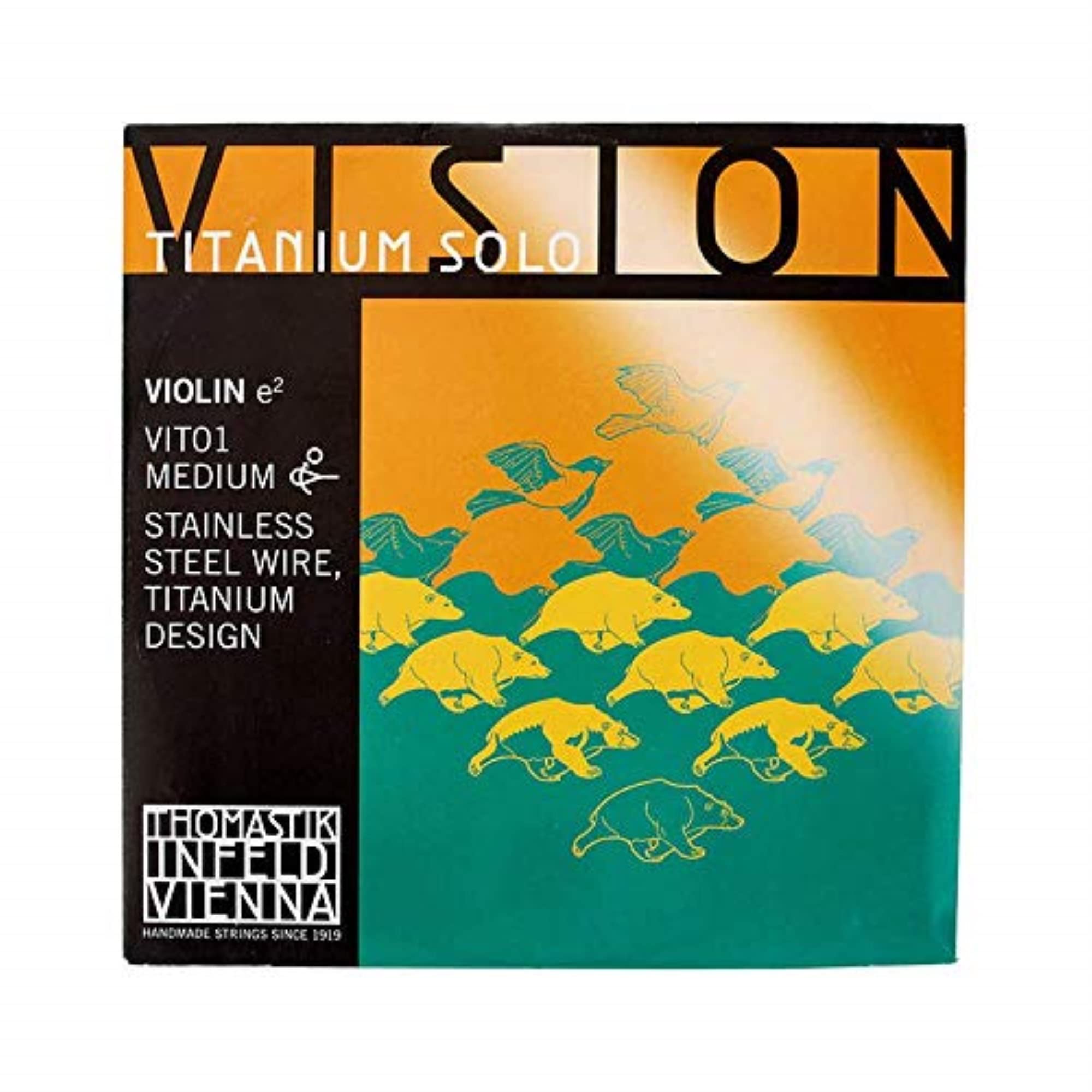 Thomastik single string for 4/4 violin Vision Titanium Solo - E-string chrome steel bright, medium, ball removable