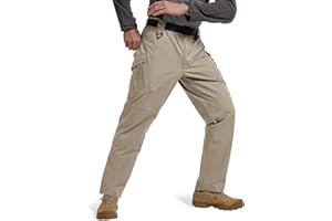 Hiwise Men's Ripstop Tactical Pants, Stretch Water Resistant Cargo Pants, Outdoor Lightweight Work Hiking Pants