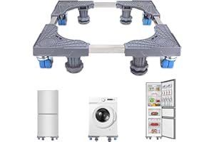 ZEMIRO CHARGE Heavy Duty Mini Fridge Stand with Strong Feet and 4 Rollers,Universal Mini Refrigerator Stand, Washing Machine Pedestal Multi-Functional Base for Refrigerator and Dryer (4 Strong Feet with 4 Rollers)
