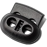 DYZD Plastic Cord Locks Spring Toggle Stopper Double Hole Cord Locks for Drawstring,Clothing, Shoelaces, Backpack, Lanyard(10PCS,Black)