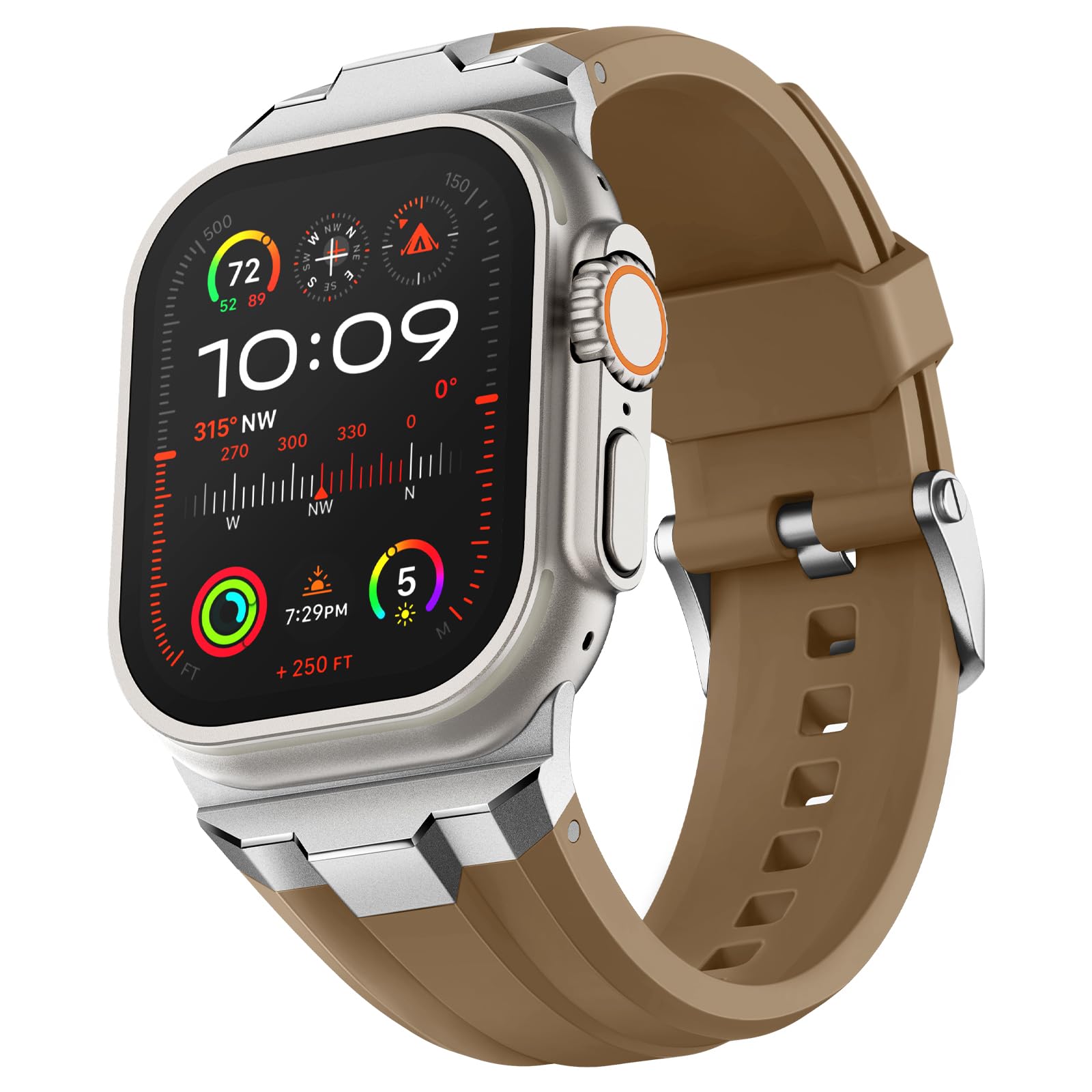 Suitisbest Armor Sport Strap for Apple Watch Ultra 3/2/1 49mm, Series 11/10 46mm, Series 9/8/7 45mm, Series 6/5/4/SE 44mm, Series 3/2/1 42mm Durable Metal Connector Silicone Strap for Men