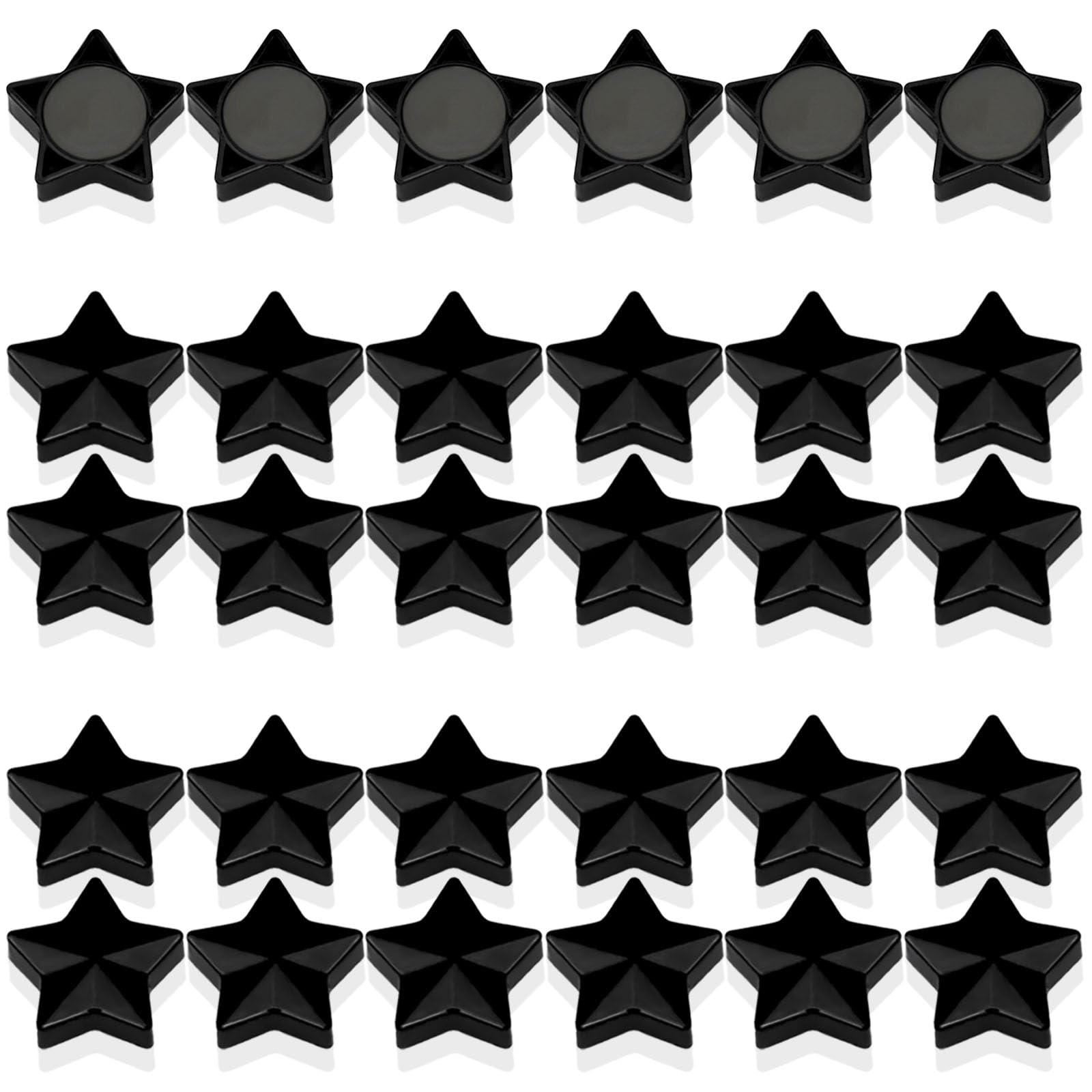 PYJLBX 30Pcs Fridge Magnets – Strong Mini Magnets for Whiteboard, Notice Board, Crafts – Heavy Duty Small Cute Magnets for Adults, Kitchen, Office, Home – Decorative Magnet Magnetic Dots (Star, Black)