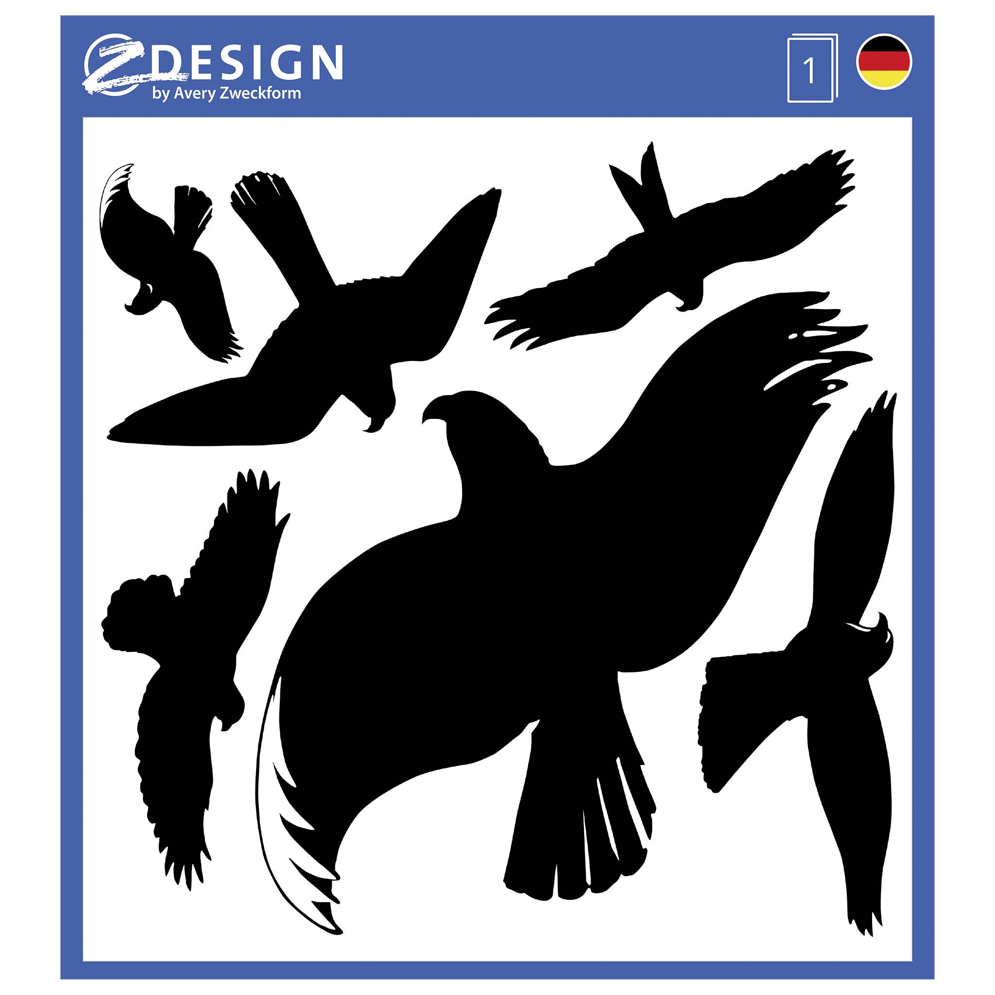 Avery Zweckform 4485 Warning Birds Black (Foil) 6 Stickers Black