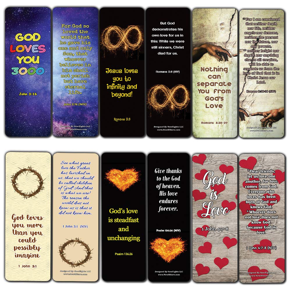 Christian Love You 3000 Bookmarks (12 Pack) - Collection of Bookmarks with Bible Verses