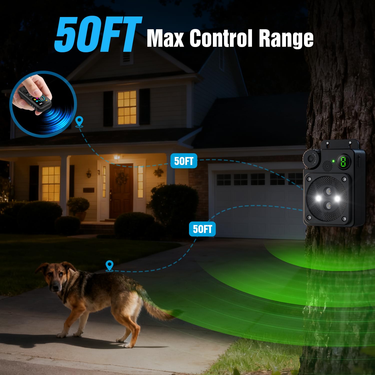 Condition photo showing As Is for puxurox anti barking device for dogs, dog bark deterrent devices,3 modes ultrasonic bark box with re