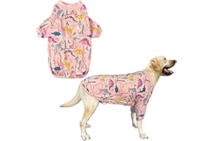 PRIPRE Dog T Shirts Colorful Dinosaur Pattern Dog Clothes for Large Medium Small Dogs Breathable Stretchy Cotton Clothes Dog Pajamas(XL,Colorful Dinosaur)