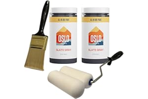 Oslo Home All-In-One 7 Piece Paint Makeover Kit, Slate Gray, 64oz, ‎Satin, for Cabinets and Furniture