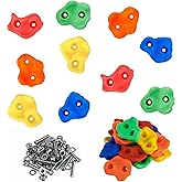 Rock Climbing Holds, Colorful Textured Wall Rocks with Hardware | Textured climbing rocks with bolts and washers for compatible wood playsets, indoor walls, backyard walls, and route setups