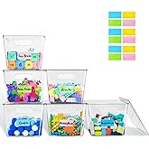Rolheit Clear Stackable Storage Bins, Plastic Toy Organizers and Storage with Lids, Toy Bins for Kids Organizer, Storage Container for Organizing for Playroom, Toy Storage Organizer Holds Toys(6)