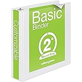 Wilson Jones Round Ring View Binder, 2 Inch, Basic, 362 Series, Customizable, White (W362-44W)