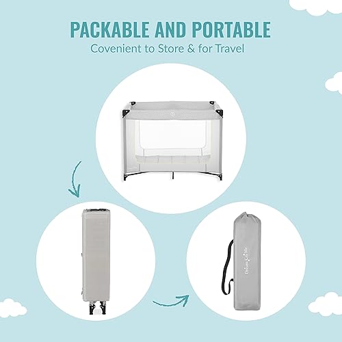 Dream On Me Zoom Portable Playard in Light Grey, Lightweight