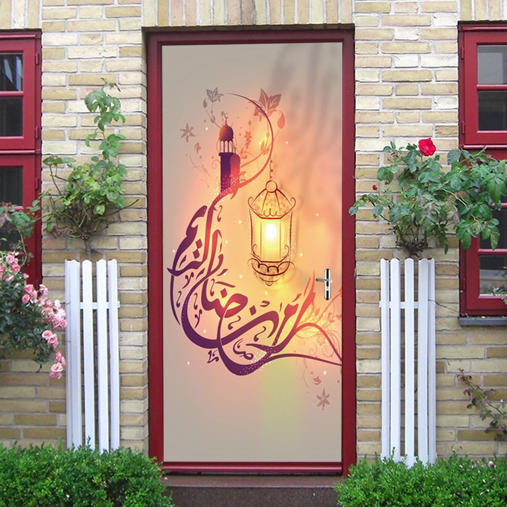 beiping Door Sticker，Creative Door Stickers for Muslim Festival Celebration Posters
