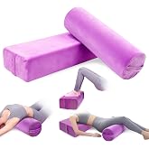 JZHLLA 2 PCS Yoga Bolster Pillow Set Washable Velvet Cover Meditation Bolster with High Density Foam and Carry Handle Rectangular and Cylinder Bolsters for Restorative Yoga