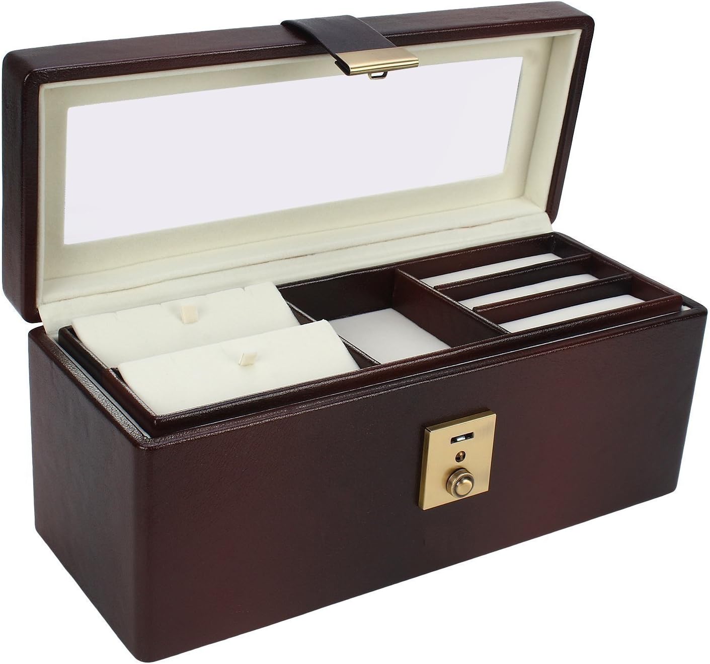 Mereappne Jewellery Accessories Display Organizer Box Brown Shaded Colour with Clasp Lock. Bank Locker Size