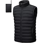 Cotrasen Men's Puffer Lightweight Vest Packable Outerwear Vest Warm Winter Outdoor Sleeveless Jacket for Travel Running