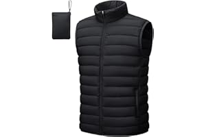 Cotrasen Men's Puffer Lightweight Vest Packable Outerwear Vest Warm Winter Outdoor Sleeveless Jacket for Travel Running