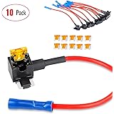 Nilight - 50038R 10 Pack 12V Car Add-a-circuit Fuse TAP Adapter with 5 Amp Low Profile Mini Blade Fuse Set for Cars Trucks Bo