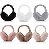 6 Pcs Winter Earmuffs for Women & Men, Foldable Fluffy Earmuffs Ear Warmer Fluffy Ear Cover Outdoor Headband Winter Accessories