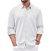 COOFANDY Mens Long Sleeve Button Down Shirt Wrinkle Free Casual Shirt for Men Untucked Shirts with Pocket for Wedding