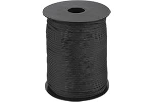 MECCANIXITY 1/8 Inch Polypropylene Rope Braided Ropes, 328ft Nylon Rope Hollow Utility Cord for Clothesline, Camping, Hiking, Outdoor, Black