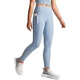 CRZ YOGA Girls Fleece Lined Full Length Athletic Leggings - Water Resistant Casual Yoga Thermal Pants with Pockets Winter