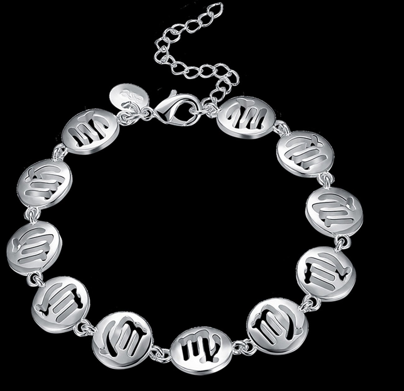 Zodiac II Sign Virgo Constellation Bangle Bracelet Silver Plated (Virgo)