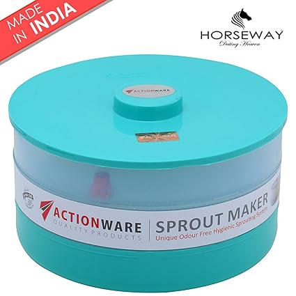 HORSEWAY Plastic 2 Compartments Sprout Maker Container(Green, Pink, Blue)