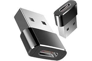 kit 2 USB-A to USB-C Adapter Black Color — Compact USB 3.0 Male to USB-C Female Converter Fast Data Transfer and Charging Com