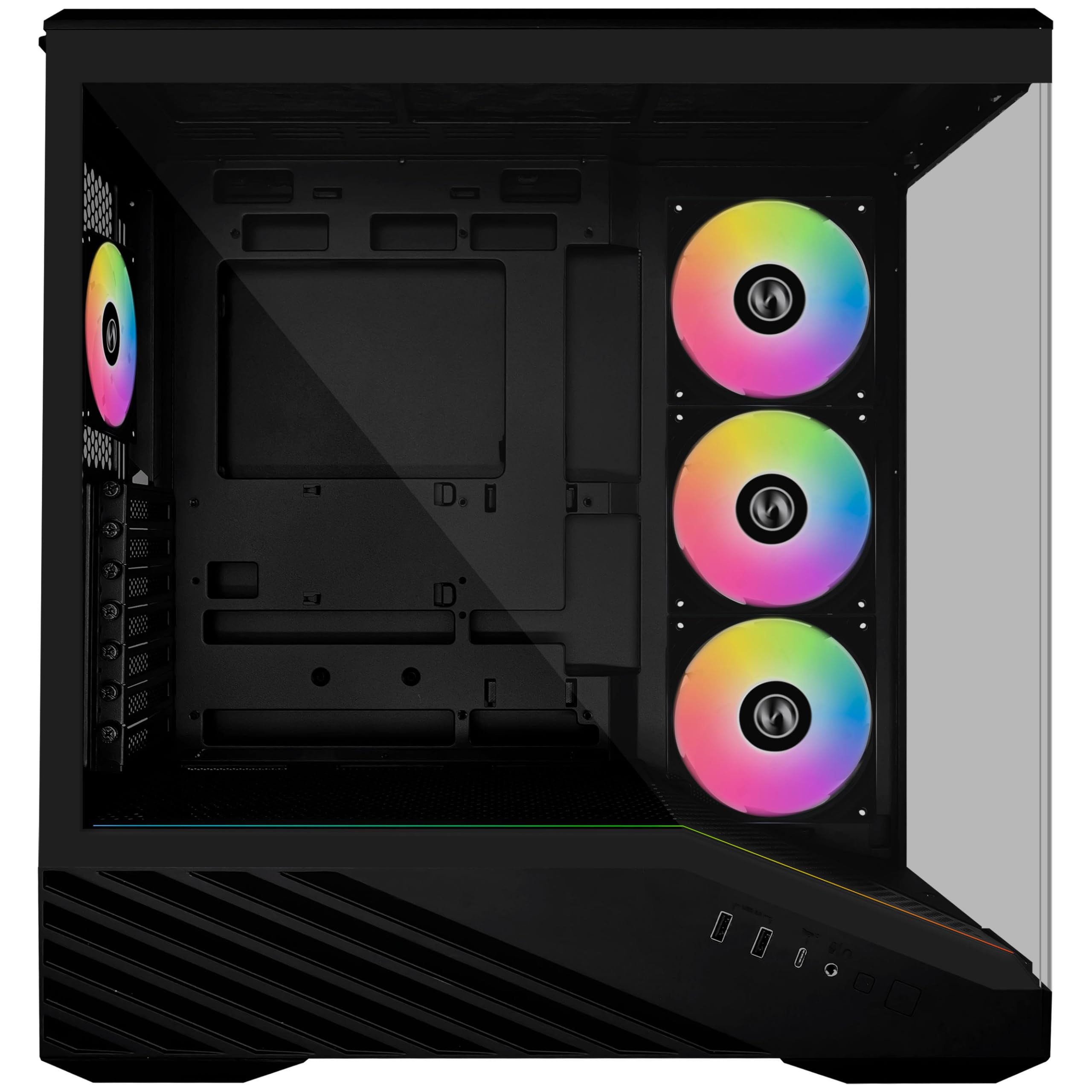 Lian Li V100 Mid Tower Case – Black, Atx Support, Mesh Front Panel, Tempered Glass, Usb-C, Tool-Free Side Panel - View 6