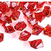 Acrylic Crushed Ice Rocks, Babenest 150 PCS Fake Crystals Plastic Ice Cubes Diamonds Gems for Vase Fillers, Home Decoration, Table Scatter, Event, Wedding, Arts & Crafts (Red)