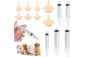 Vaokin 8PCS Silicone Feeding Nipples with Professional Reusable Kitten Feeding Syringes for Newborn Kittens, Puppies, Pets, Rabbits, Squirrel,Small Animals (3 Small+3 Medium+2 Large+5 Syringes)