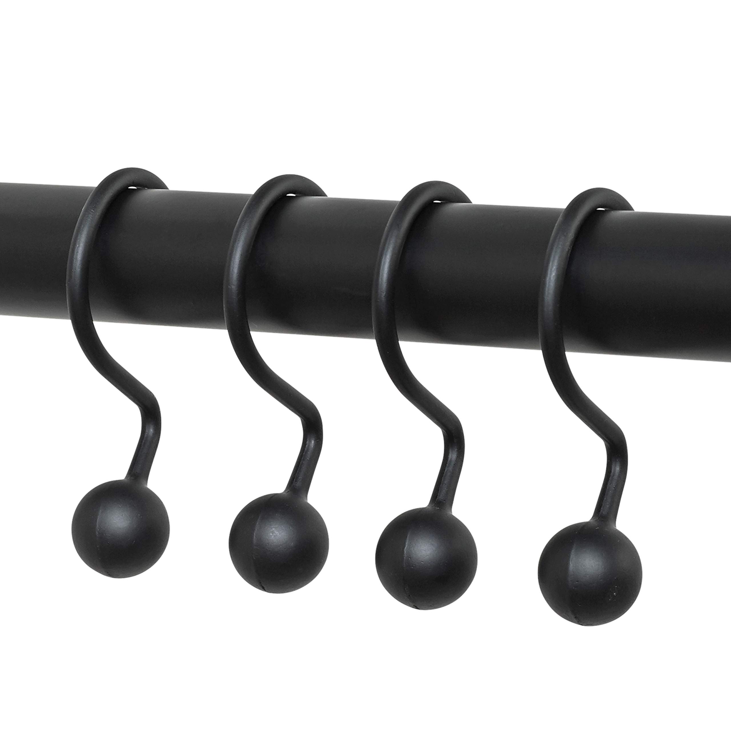 Photo 1 of *Missing one hook--Zenna Home NeverRust Rustproof Aluminum Shower Curtain Hooks, Durable Smooth-Glide Shower Rings for Curtain, Elegant Corrosion-Resistant Shower Rings, Set of 12, Matte Black