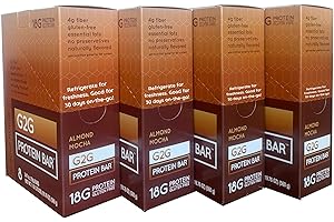 G2G Protein Bar, Almond Mocha, Real Food Ingredients, Refrigerated for Freshness, Healthy Snack, Delicious Meal Replacement, Gluten-Free, 32 Count (4 Packs of 8)