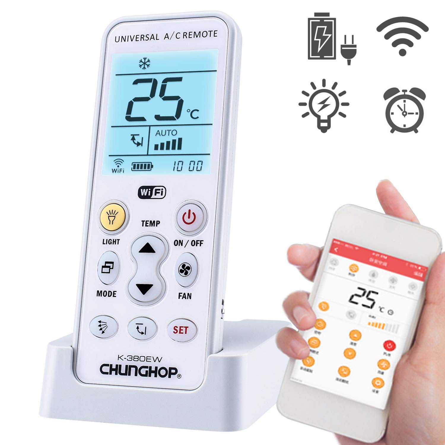 Chunghop Wifi Universal Air Conditioner Remote Ac Controller Air Conditioning Mobile Phone App Preheating Remote Control K 380ew Not For Window Ac