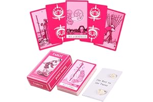 Sincerez Tarot Cards for Beginners,Tarot Deck with Guide Book,Learn Tarot Cards,Tarot Cards Set,Beginner Tarot Deck Cards,Pink Tarot Cards,Tarotorial Training Tarot Deck