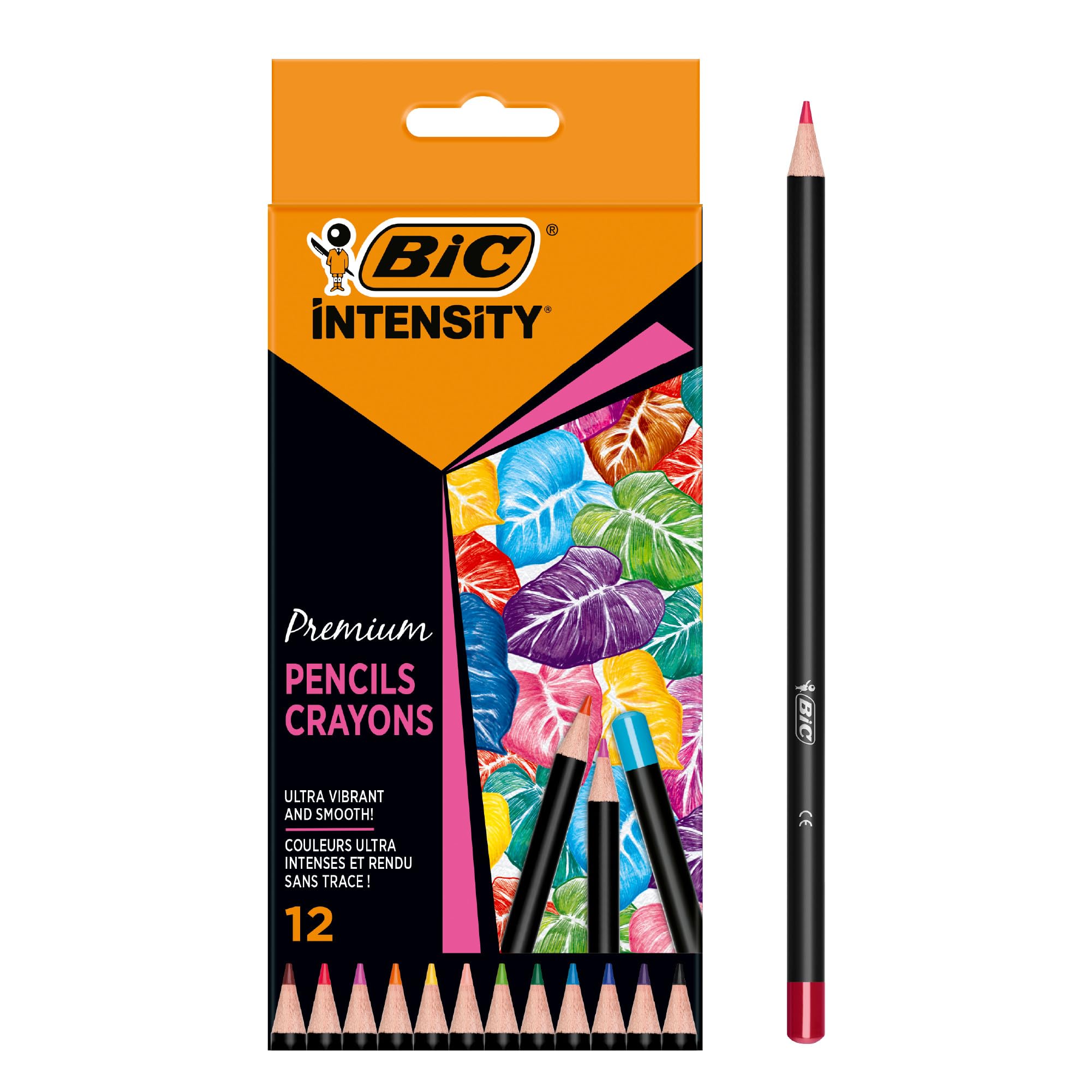 BIC Intensity Premium Colouring Pencils for Adults and Children, Colouring Pencils for Painting in 12 Colours, Highly Pigmented and with Shatterproof Lead, black