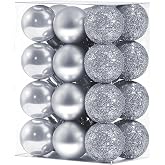 GOOTRADES Set of 24 Mini Shatterproof Christmas Balls Tree Ornaments Party Decoration, 3cm/1.1'' (Silver)