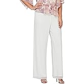Alex Evenings Womens Wide Leg Chiffon Dress Pant for Mother of The Bride, Elegant Party Outfit (Petite and Regular Sizes)