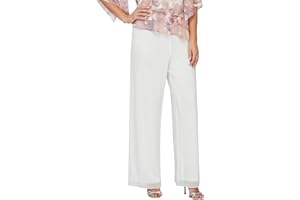 Alex Evenings Women's Wide Leg Chiffon Dress Pant for Mother of The Bride, Elegant Party Outfit (Petite and Regular Sizes)